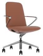 AURA MEETING, křeslo kancelářské, kříž ALU, hnědá kůže